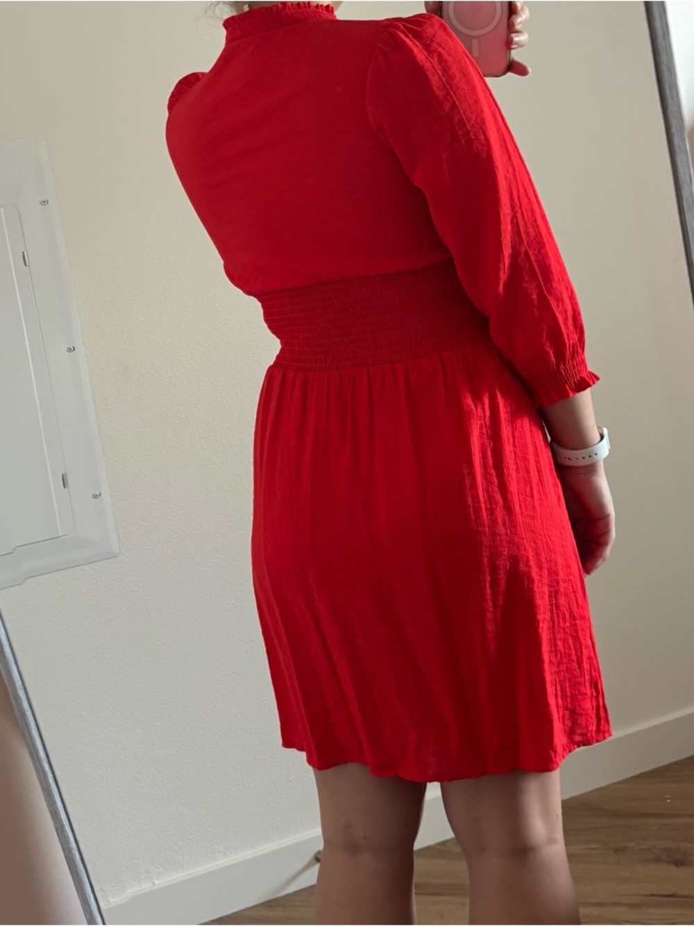Maje Ritha Rouje Red Smocked Dress - Picture 7 of 17